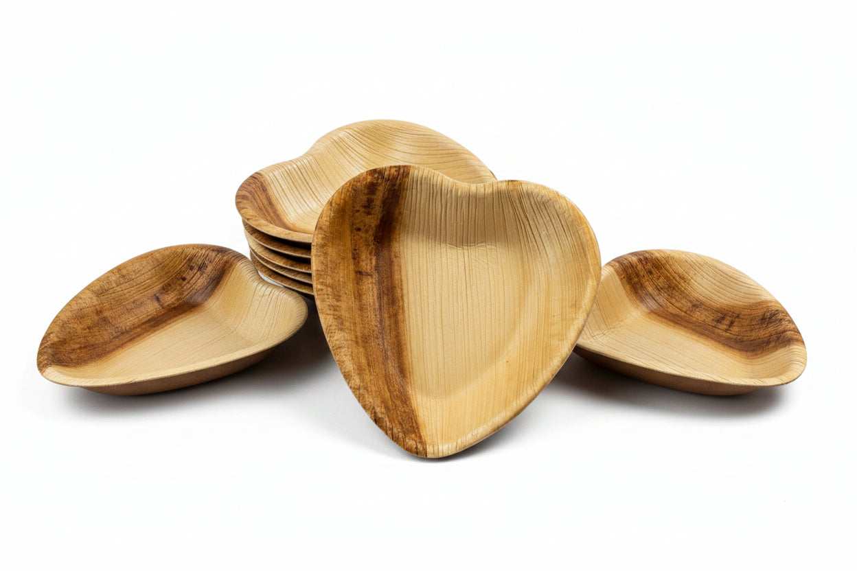 11.5cm Palm Leaf Heart Shaped Bowls